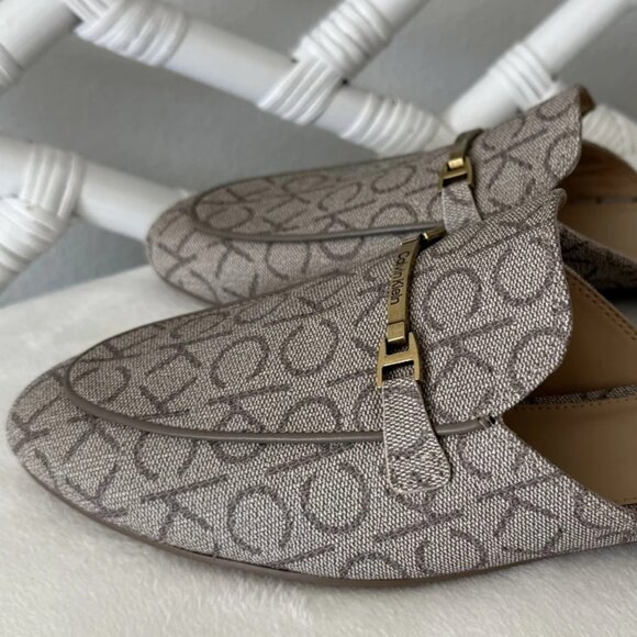 Calvin Klein Sidoll Women's Loafers Dark Natural Logo Mule Size 10 M - Picture 3 of 11